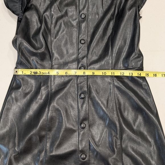 BB Dakota by Steve Madden Lima Faux Leather Mini Shirtdress black Size Med - Picture 10 of 11